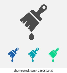 Paint brush flat icon. Brush with drop of paint icon. Paint brush icon page symbol for site design. 