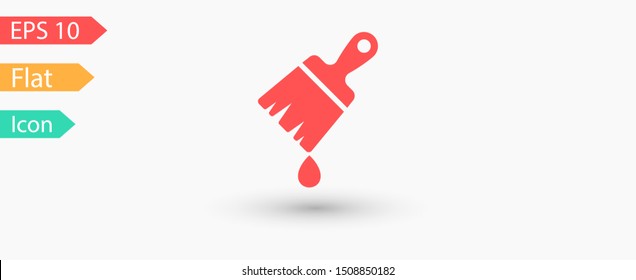 Paint brush flat icon. Brush with drop of paint icon. Paint brush icon page symbol for site design. Paint brush icon EPS 10
