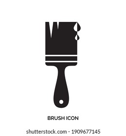 Paint brush flat icon isolated. Paintbrush symbol, brush sign, interior repair logo, designer and painter tool silhouette