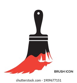 Paint brush flat icon isolated. Paintbrush symbol, brush sign, interior repair logo, designer and painter tool silhouette