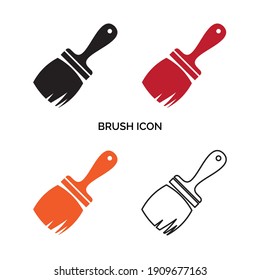 Dibujar un icono plano de pincel aislado. Símbolo de pincel, signo de pincel, logotipo de reparación de interiores, silueta de herramienta de diseñador y pintor