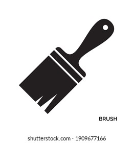 Paint Brush Flat Icon Isolated. Paintbrush Symbol, Brush Sign, Interior Repair Logo, Designer And Painter Tool Silhouette