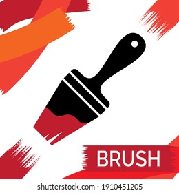 Paint brush flat icon isolated. Paintbrush symbol, brush sign, interior repair logo, designer and painter tool silhouette