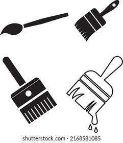 Pinselstrich flach Symbol einzeln. Pinselsymbol, Pinselzeichen.eps
