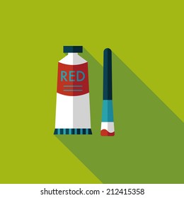 paint brush flat icon with long shadow,eps 10