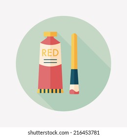 paint brush flat icon with long shadow,eps 10
