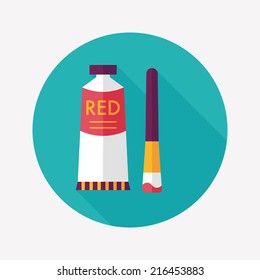 paint brush flat icon with long shadow,eps 10