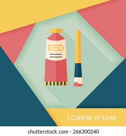 paint brush flat icon with long shadow,eps 10