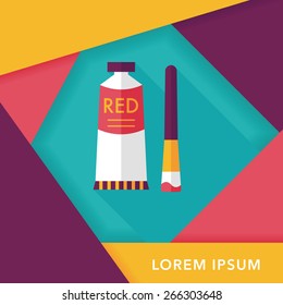 paint brush flat icon with long shadow,eps 10
