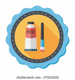 paint brush flat icon with long shadow,eps 10