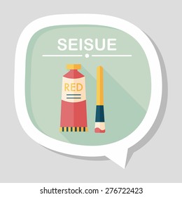 paint brush flat icon with long shadow,eps 10