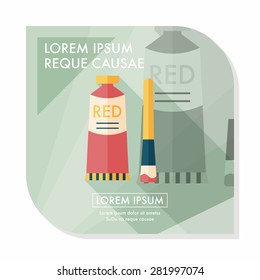 paint brush flat icon with long shadow,eps 10