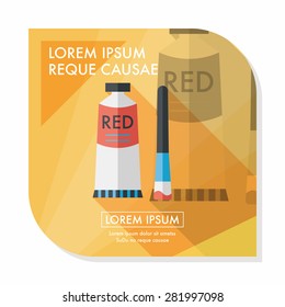 paint brush flat icon with long shadow,eps 10