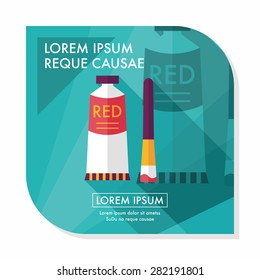 paint brush flat icon with long shadow,eps 10