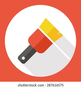 Paint brush flat icon with long shadow