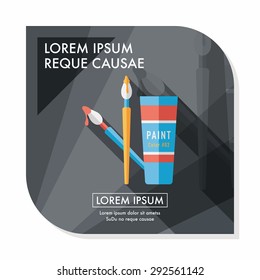 paint brush flat icon with long shadow,eps 10