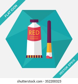 paint brush flat icon with long shadow,eps 10