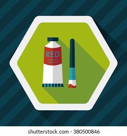 paint brush flat icon with long shadow,eps 10