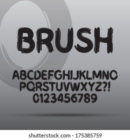 Paint Brush Font and Numbers, Eps 10 Vector Editable