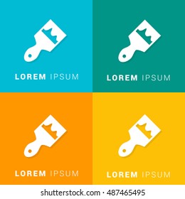 Paint Brush Four Color Material Designed Icon / Logo