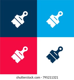 Paint brush four color material and minimal icon logo set in red and blue