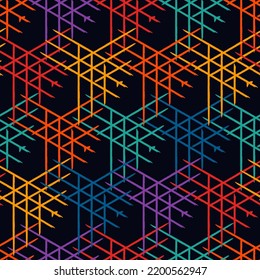 Paint brush geometric seamless pattern. Artistic hand drawn modern print. Linocut style background. Grid ornament. Trendy contemporary geo wallpaper. Freehand abstract vector design