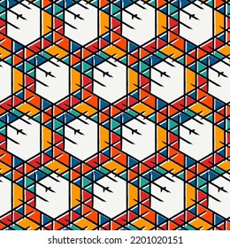 Paint brush geometric seamless pattern. Artistic hand drawn modern print. Linocut style background. Grid ornament. Trendy contemporary geo wallpaper. Freehand abstract vector design