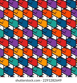 Paint brush geometric seamless pattern. Artistic hand drawn modern print. Linocut style background. Grid ornament. Trendy contemporary geo wallpaper.