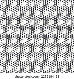 Paint brush geometric seamless pattern. Artistic hand drawn modern print. Linocut style background. Grid ornament. Trendy contemporary geo wallpaper. Freehand abstract vector design