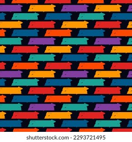 Paint brush geometric seamless pattern. Lines ornament. Artistic hand drawn modern print. Linear background. Trendy contemporary wallpaper. Freehand abstract design. Strokes vector.