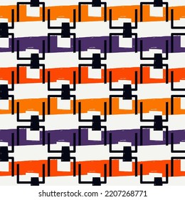 Paint brush geometrical ornament. Hand drawn seamless pattern. Abstract backdrop. Trendy wallpaper. Geometric background. Ethnic motif. Mosaic ornate. Digital paper. Textile print. Web design vector