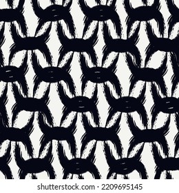 Paint brush geometrical ornament. Hand drawn seamless pattern. Abstract backdrop. Trendy wallpaper. Geometric background. Ethnic motif. Mosaic tiles ornate. Digital paper. Textile print. Vector image.