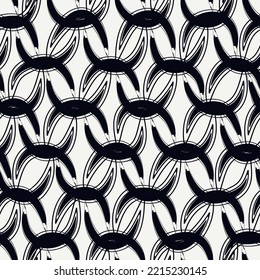 Paint brush geometrical ornament. Hand drawn seamless pattern. Abstract backdrop. Trendy wallpaper. Geometric background. Ethnic motif. Mosaic tiles ornate. Digital paper. Textile print. Vector image.