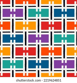Paint brush geometrical ornament. Hand drawn seamless pattern. Abstract backdrop. Trendy wallpaper. Geometric background. Ethnic motif. Mosaic ornate. Digital paper. Textile print. Web design