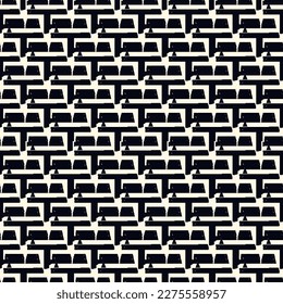 Paint brush geometrical ornament. Hand drawn seamless pattern. Abstract backdrop. Trendy wallpaper. Geometric background. Ethnic motif. Mosaic ornate. Digital paper. Textile print. Web design.