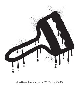 Paint brush graffiti drawn with black spray paint