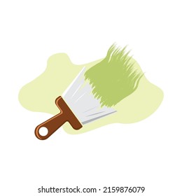 Paint brush with green color vector illustration.