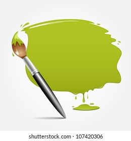 Paint Brush. Green Space Your Text, Vector Illustration