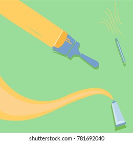 Paint brush. green and yellow space your text design, vector illustration