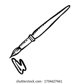 Paint brush in hand drawn doodle style. Sketch isolated on a white background. Vector illustration