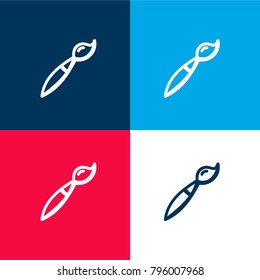 Paint brush hand drawn tool four color material and minimal icon logo set in red and blue