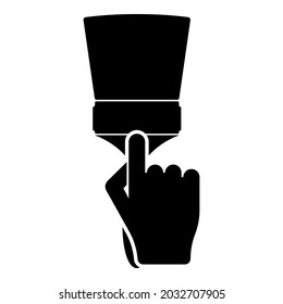 Paint brush in hand use tool arm icon black color vector illustration flat style image
