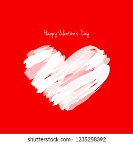 Paint Brush Heart Shape for Valentine's Day. Modern and Abstract Background. Stock Vector Illustration. Minimalist Creative Design Concept
