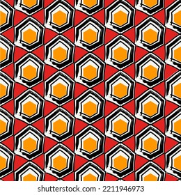 Paint brush hexagons. Hand drawn honeycombs background. Hexahedrons wallpaper. Hives motif. Geometric backdrop. Ethnic digital paper. Web designing. Textile print. Seamless pattern. Vector art work