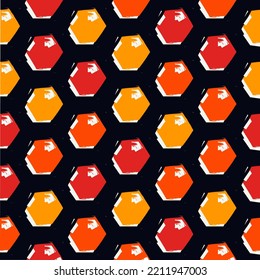Paint brush hexagons. Hand drawn honeycombs background. Hexahedrons wallpaper. Hives motif. Geometric backdrop. Ethnic digital paper. Web designing. Textile print. Seamless pattern.