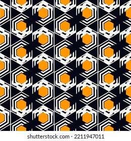 Paint brush hexagons. Hand drawn honeycombs background. Hexahedrons wallpaper. Hives motif. Geometric backdrop. Ethnic digital paper. Web designing. Textile print. Seamless pattern. Vector work.