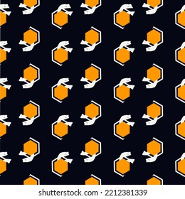 Paint brush hexagons. Hand drawn honeycombs background. Hexahedrons wallpaper. Hives motif. Geometric backdrop. Ethnic digital paper. Web designing. Textile print. Seamless pattern