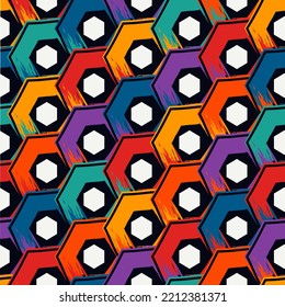 Pinselhexagons. Handgezeichneter Honigwabenhintergrund. Hexahedronen-Tapete. Nesselsucht. Geometrischer Hintergrund. Ethnisches Digitalpapier. Webdesign. Textildruck. Nahtloses Muster. Vektorgrafik