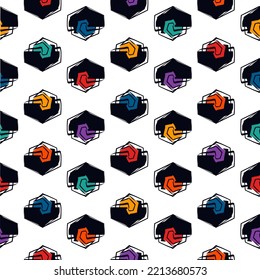 Paint brush hexagons. Hand drawn honeycombs background. Hexahedrons wallpaper. Hives motif. Geometric backdrop. Ethnic digital paper. Web designing. Textile print. Seamless pattern