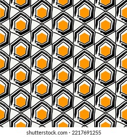 Pintar hexágonos de pincel. Antecedentes de los peines dibujados a mano. Papel tapiz de los hexaedros. Motif. Fondo geométrico. Papel digital étnico. Diseño web. Impresión textil. Patrón sin foco. Obra de arte de vectores